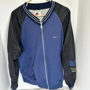 Vintage 90's NIKE Womens SZ L Blue Multi Lined Athletic Varsity Jacket